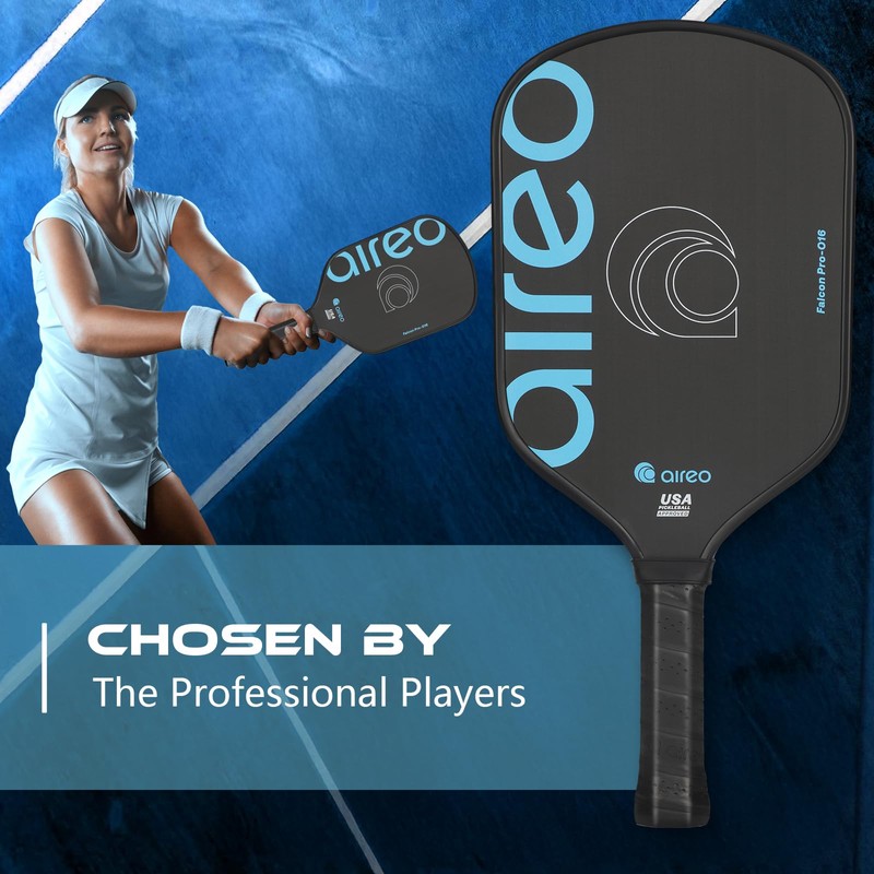 AIREO Falcon Pro O-16 Pickleball Paddle | Raw Carbon Fiber