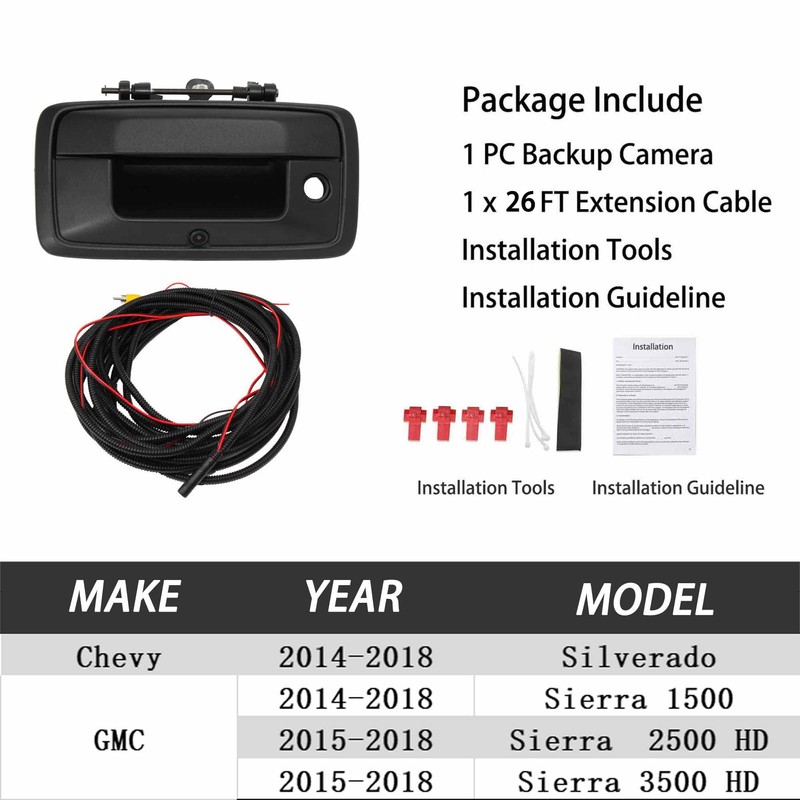 Anina Tailgate Handle Backup Camera Replacement for 2014-2018 Chevy Silverado/GMC