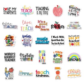 50 PCS Stickers for Teacher Water Bottle|Vinyl Waterproof Sticker for Laptop Skateboard Phone Car Decals for Teens Adults for Party Favors Supplies Decor (Teacher Stickers)