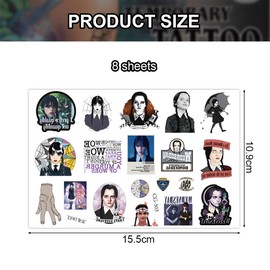 Tattoo Stickers, Wednesday Sticker Set Children, 8 Sheets Children's Tattoo, Sticker Tattoo Set, Temporary Tattoos Set, Waterproof Stickers