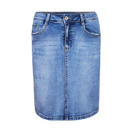 Fraternel Women's Jeans Skirt Used Short Pencil Stretch, lightblue