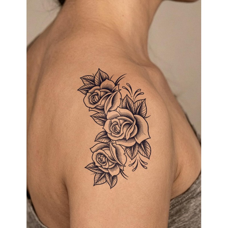 UBICA Floral Semi Permanent Tattoo Realistic Rose Temporary Tattoo 2