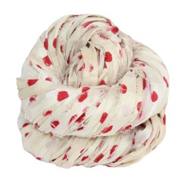 KNITSILK Recycled Sari Silk -Polka Dot Ribbon Yarn Best for Crochet, Knitting, and Embroidery and Jewelry Making |Sustainable and Unique Texture Ribbon |50 GMS-25 Yards-White & Red PCK of 1)
