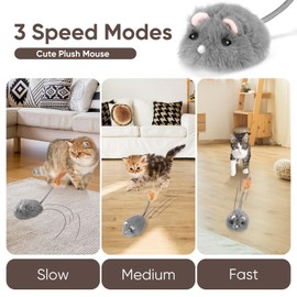 Pawingcat Remote Control Cat Toy Rechargeable Cat Mouse Toy Automatic Interactive Cat Toys for Indoor Cats Toy with 3-Speed Adjustment and 4 Directions