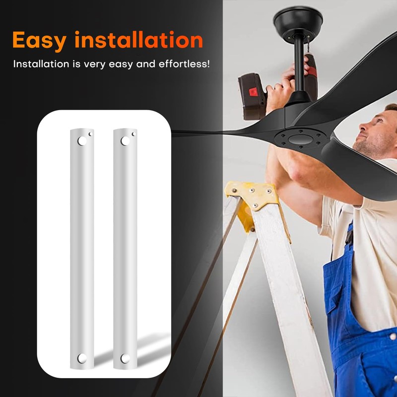 16-Inch Ceiling Fan Downrod with Extension Cord, 1.3-Foot White Ceiling