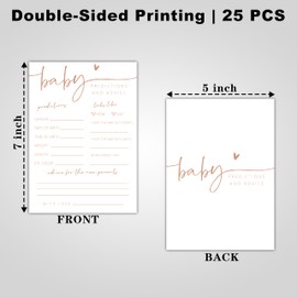 TIRYWT Baby Prediction and Advice Cards, Baby Shower Games Cards, Minimalism Boy or Girl Baby Gender Reveal Party Favors Decorations and Supplies, 25 Pcs Double-Sided - C03