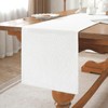 Laolitou White Table Runners 72 Inches Long, Burlap Linen Texture