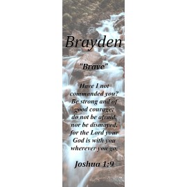 Brayden "Brave" Keepsake Name Meaning Bookmark with Bible Verse and Tassel