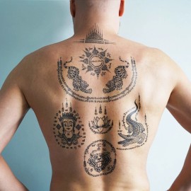 TattooIcon Sak Yant Yantra Tattoo Set 2 - Thailand Temporary Tattoos / Thai Tattoos Monk