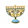 Ciel Collectables Decorative Menorah with Star of David Genuine Austrian Crystals Blue and White Enamel on Solid Pewter