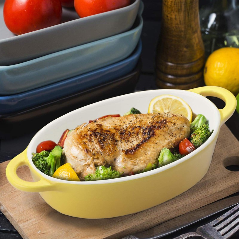 Foraineam 6 Colors Oval Porcelain Ramekins 10 oz Oven Safe