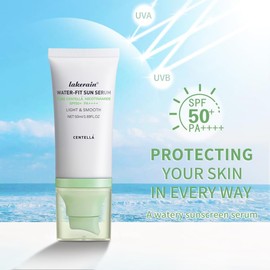 Centella Sunscreen SPF 50,Face Sun Screen Long-Lasting Protection,Madagascar Sunscreen, NO White Cast-Dry Oily Skincare,Moisturizing Non-ticky Centella Water-Fit Sun Serum for All Skin (Green)