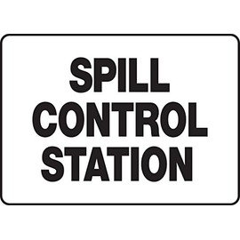 Accuform MCHL587VA Aluminum Sign, Legend "Spill Control Station", 7" Length x 10" Width, Black on White