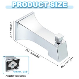 sourcing map Slip on Tub Diverter Spout, Bath Slip-On Tub Spout with Pull-Up Diverter Zinc Alloy Square Bathtub Faucet for 1/2" Water Tube with Hex Wrench and Screw for Bathroom, Chrome Plated