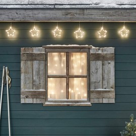 Lights4fun Osby 6 LED Star Garland, Christmas Lighting with Timer, Indoor and Outdoor Light Curtain, Indoor