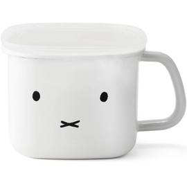 Fuji Enamel Miffy Face Oven-Safe Square Stock Pot Miso Pot White