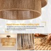 Fenluster Boho Semi Flush Mount Ceiling Light Rattan Ceiling Light