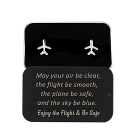 FUSTMW Airplane Stud Earrings Aircraft Earrings Aircraft Pendant Flight Attendant Jewelry Pilot Gifts for Aviation Traveler Women (Silver)