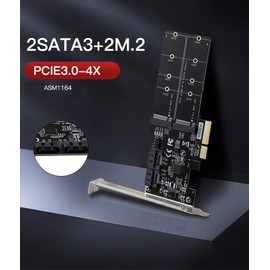 4in1 Dual M.2 NGFF (B Key) SSD+ Dual SATAIII 6G SSD/HDD to PCI Express 4X Converter Adapter with Low Profile Bracket for Desktop PC