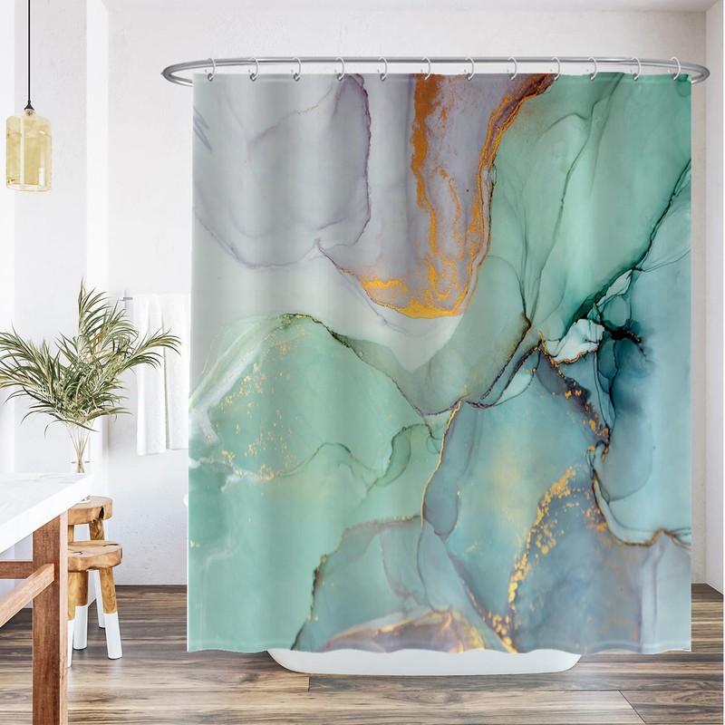 Ulticool Shower Curtain - Marble Green Blue Watercolour - 180