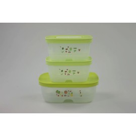 TUPPERWARE Ventsmart 2x 375 ml small rectangular green + 1x 800 ml green yellow