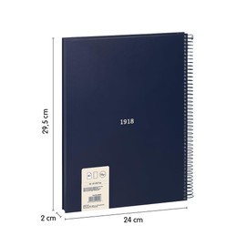 MILAN® A4 Spiral Bound Hardback Notebook 80 White Pages 95gsm Collection 430 Since 1918 Blue