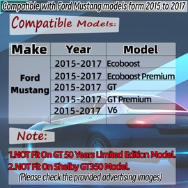 NEESPOC Front Bumper Lip Splitter Spoiler Compatible with Ford Mustang Ecoboost/ V6/ GT 2015 2016 2017 Gloss Black 3pcs Air Chin Body Kit Exterior Accessories