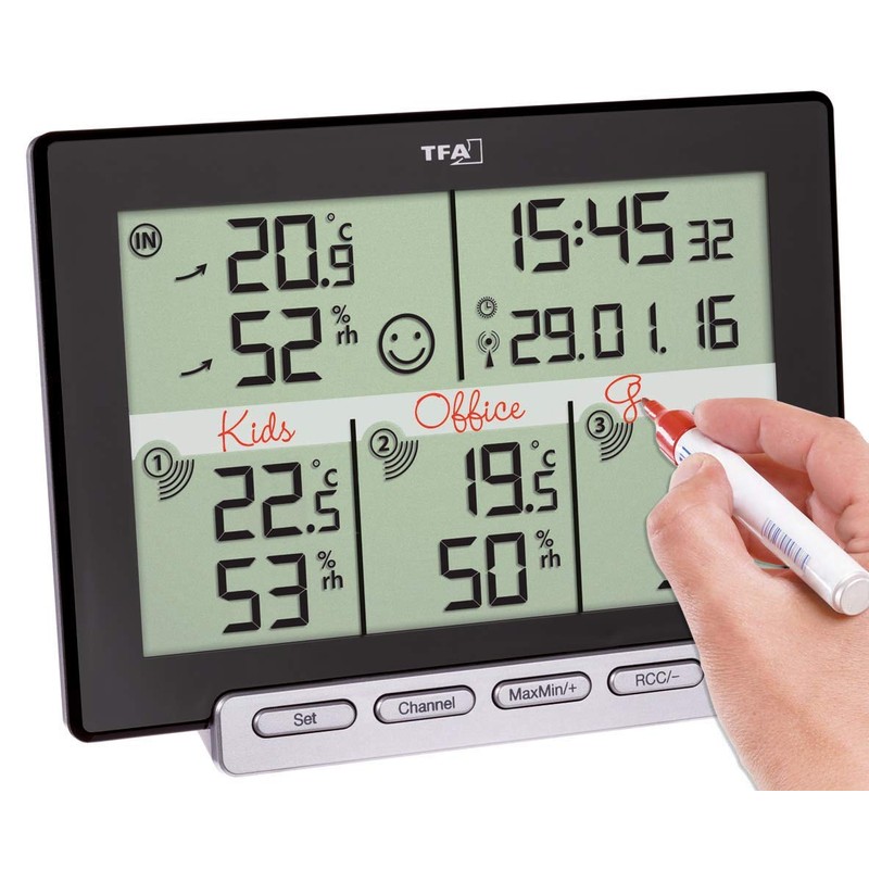 TFA Dostmann Multi-Sens Wireless Thermo-Hygrometer with 3 Transmitters for Controlling