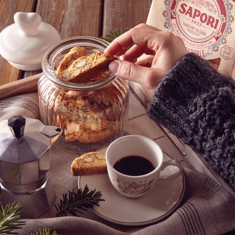 Sapori Cantuccini Toscani IGP alle Mandorle, Biscotti Tradizionali Italiani, Confezione
