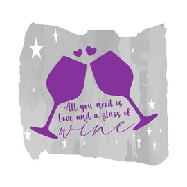 a Glass of Wine Wine Glass Silhouette All You Need is Wine Design Wall Art Sticker Designs Vinyl Stickers for Home House Walls Rooms Windows Bedroom Decoration Size (12x12 inch)