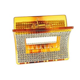 Extra Sparkly Women Girls Crystal Diamante Rhinestone Gems Bridal Wedding Evening Party Styling Fine Thin Hair Accessories Butterfly Claw Jaw Clip Octopus Clamp Grip Square Buckle Tortoise Brown 5cm