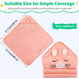 Vabrloy Baby Bath Towel,Ultra Soft Hooded Baby Towel,Toddler Bath Towels with Animal Design,Absorbent Baby Hooded Towel Shower Gifts for Baby Boys Girls,31.5x31.5 inch(Orange and Pink Kitten)