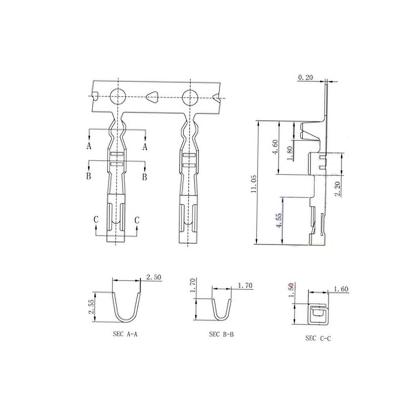VKLSVAN 100pcs 2.54mm Female Jumper Wire Connector Metal Cable Pin