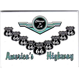 Signs 4 Fun Magnet – 66 America's HWY Shield V Funny Magnet - 3.5” x 2.5” Easy Remove Fridge Locker Magnet - Magnet for Gifts Decor - Made in USA