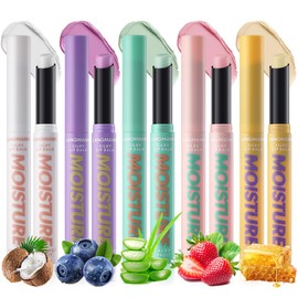 Juego de 5 bálsamos labiales de miel sedosa de frutas | Hidratante y nutritivo | Arándano, fresa, miel, coco, aloe vera | labios suaves | Hidrata y protege | Cuidado de labios de larga duración