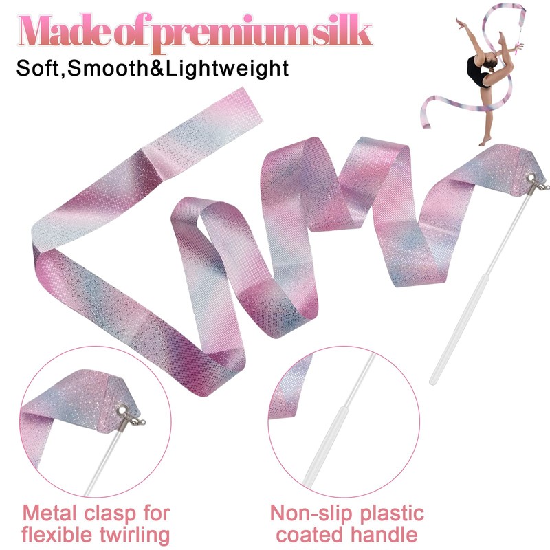 BLMHTWO 2 pezzi nastro ballerino bacchetta ritmica bastone danza stelle