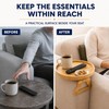 Bamboo Sofa Armrest Tray Table, Clip-On Round Couch Tray for