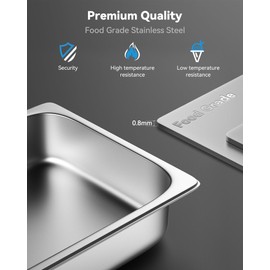 ZeroPone 4 Pack Hotel Pans with Lids, 1/1 Size 4" Deep Steam Table Pans, Full Size Stainless Steel Food Pan 22 Gauge Anti Jam 20.8" L x 12.8" W Commercial Food Storage Containers