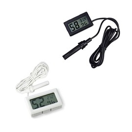 zalati Thermometer 2pcs FY-12 Digital LCD Embedded 2-in-1 Hygrometer Thermometer with External Case for Reptile Incubator Aquarium Poultry – 1pcs Black & 1pcs White