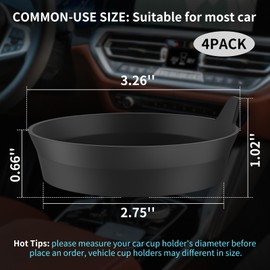 ME.FAN Car Coasters [4 Pack] Silicone Car Cup Coasters/Cup Mats - Universal Non-Slip Recessed Car Interior Accessories - Car Cup Holder Insert Coasters Black