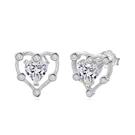 Zhi Kexin 1.5 Cttw Cubic Zirconia 925 Sterling Silver Solitaire Heart Stud Earrings for Women 3 Prong Screw Back Ultra Premium Collection