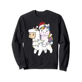 Unicorn Llama Christmas Animals Llamas Unicorns Sweatshirt, black