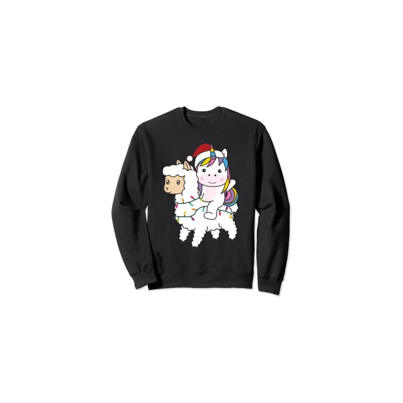 Unicorn Llama Christmas Animals Llamas Unicorns Sweatshirt, black