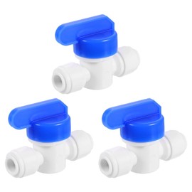 sourcing map 5Pcs Push to Connect Fittings, 1/4" OD x 1/4" OD Air Hose Fittings Tube&Hose&Pipe Quick Connect Fitting Plastic Ball Valve with Handles for RO Water System, White+Blue (6-6mm)