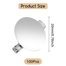 Pack of 100 Button Badges for DIY Jewellery, Brooch Clasps Pin Trays, Silver Metal Flat Disc Blank Round Bottom Buckle Pins for Badges, Corsage, Name Tags (20 mm)