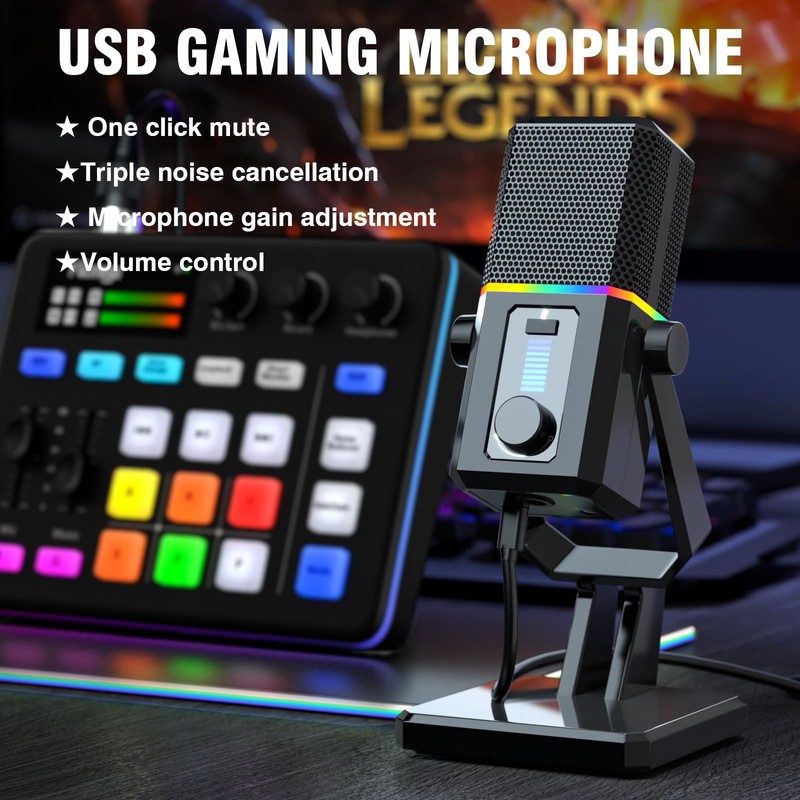 Facmogu HK2 - Micrófono para juegos, micrófono dinámico USB para