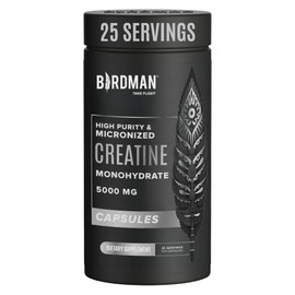 BIRDMAN Micronized Creatine Monohydrate Capsules for Muscle Growth & Recovery, Pre & Post Workout, Vegan Creatine, Caffeine Free, Gluten Free, Sugar Free | 25 Servings | 125 Capsules