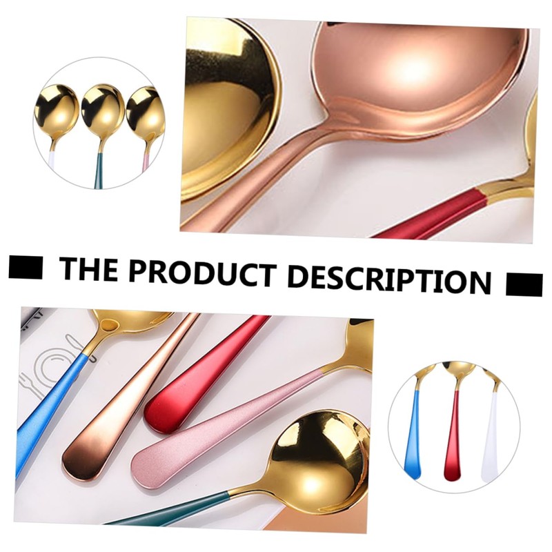 LIFKOME Round Spoons Ergonomic Soup Dessert and Fruit Scoops Resistant