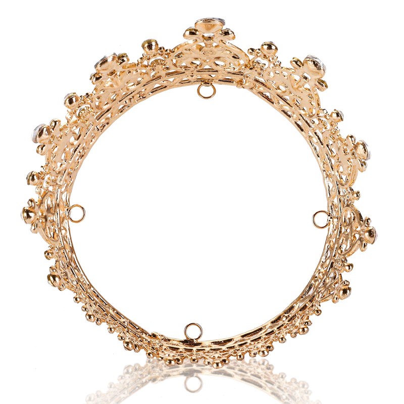 Yopay Gold Crowns, Full Round Diamond Crystal Bridal Wedding Crowns