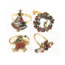 ARFUKA Napkin Rings Vintage Napkin Rings Holder Set for Dinner Wedding Holiday Christmas Thanksgiving,Party Banquet Buffet Table Setting Decor Pack of 4